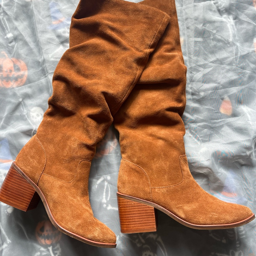 Suede Tan Knee-High Boots